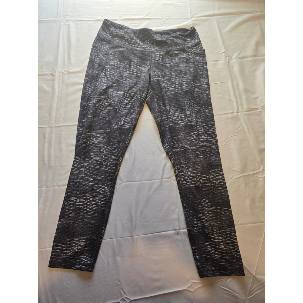 Champion Women's Leggings Size L Activewear‎ Black Gray White Pattern Athletic